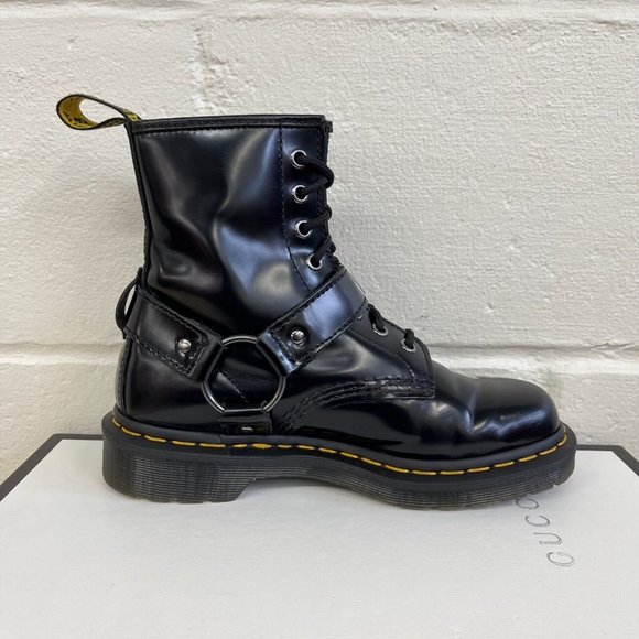 Dr. Martens 1460 Harness Patent Black Leather Boots Men\'s Size 5/Womens US 6 main image 10